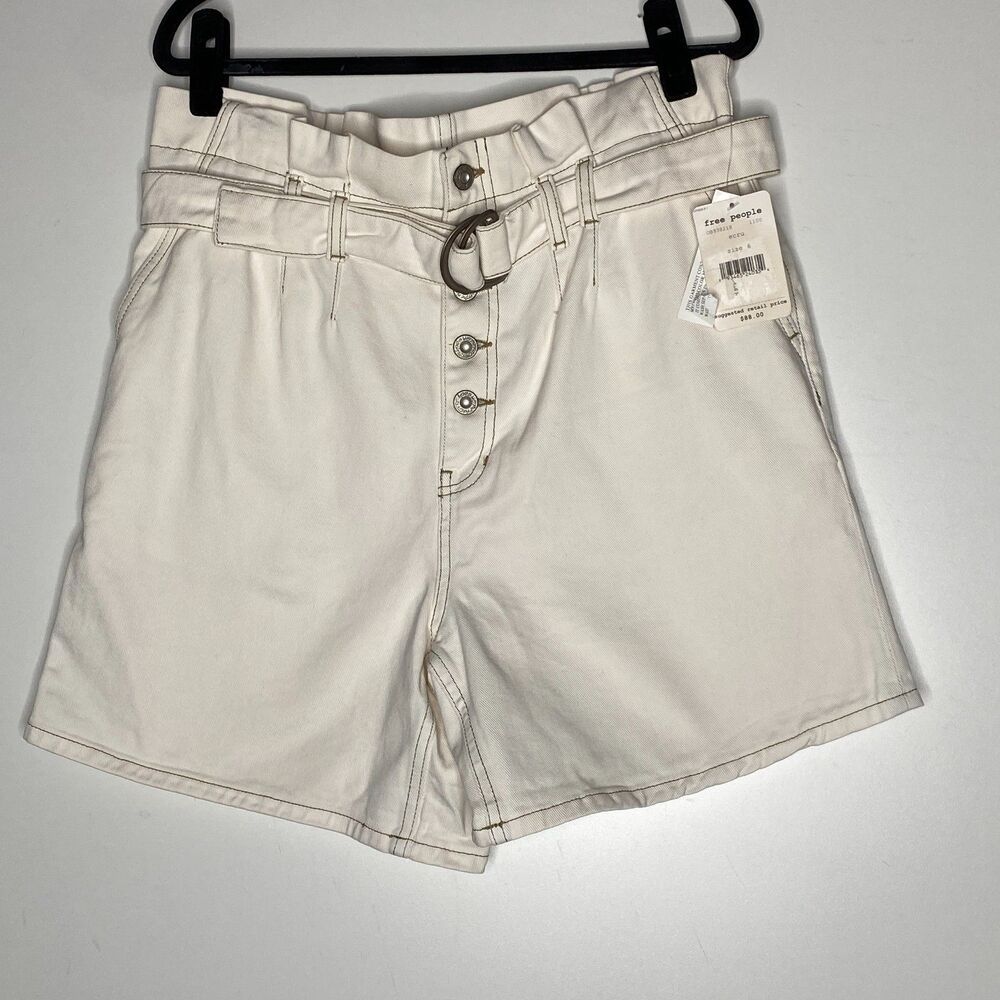 Free People High Waist Shorts in Cream
